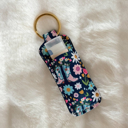 Lip Balm Keychain Holder - Boots & Bouquets