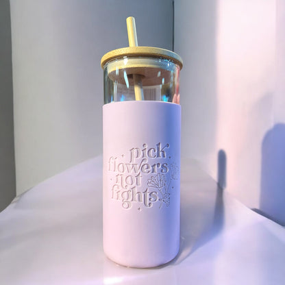 Glass and Silicone Engraved Tumbler