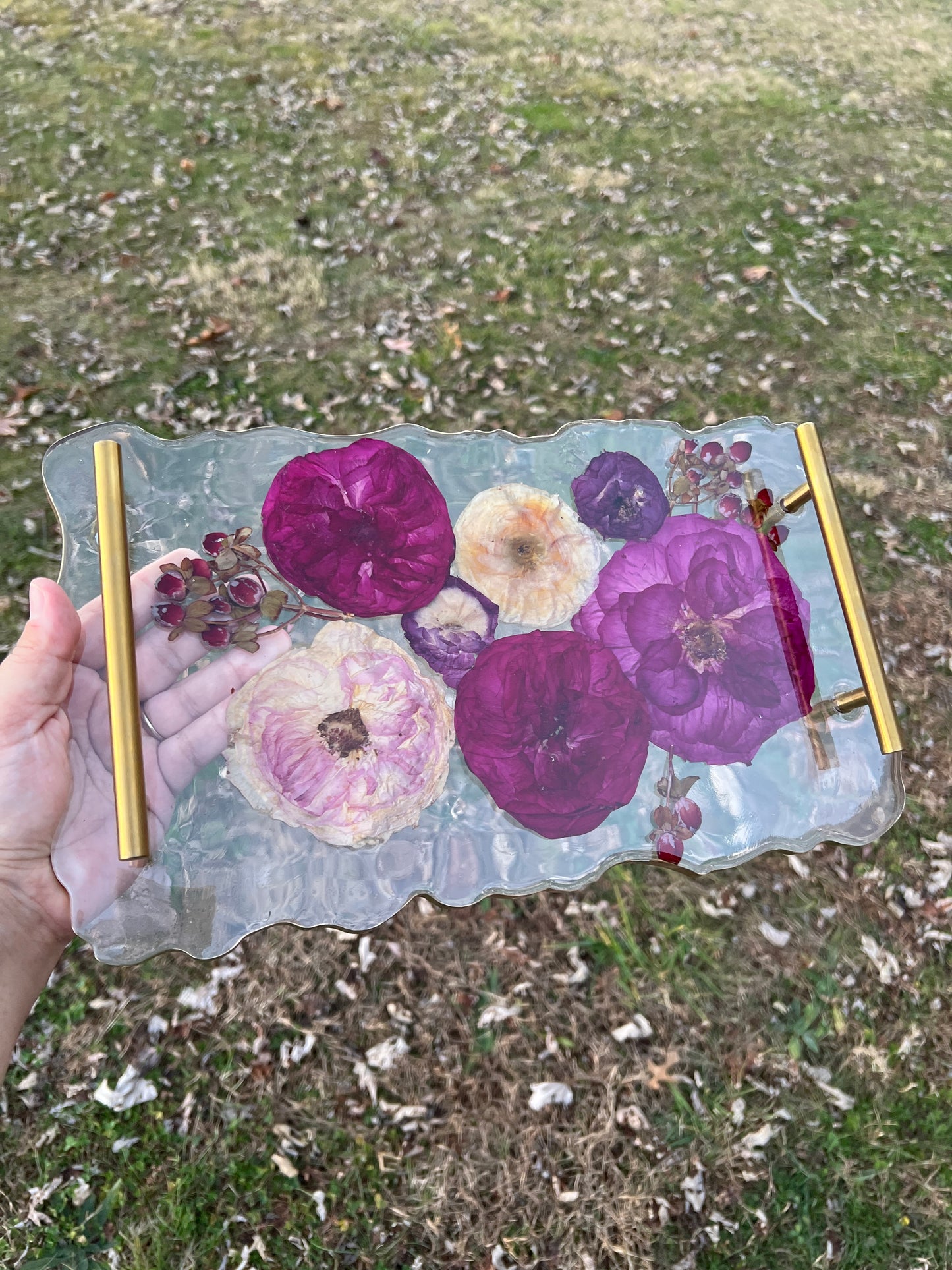 Custom Flower Preservation Geode Serving Tray