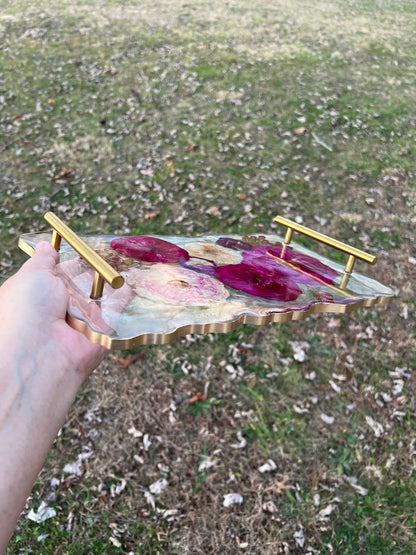 Custom Flower Preservation Geode Serving Tray