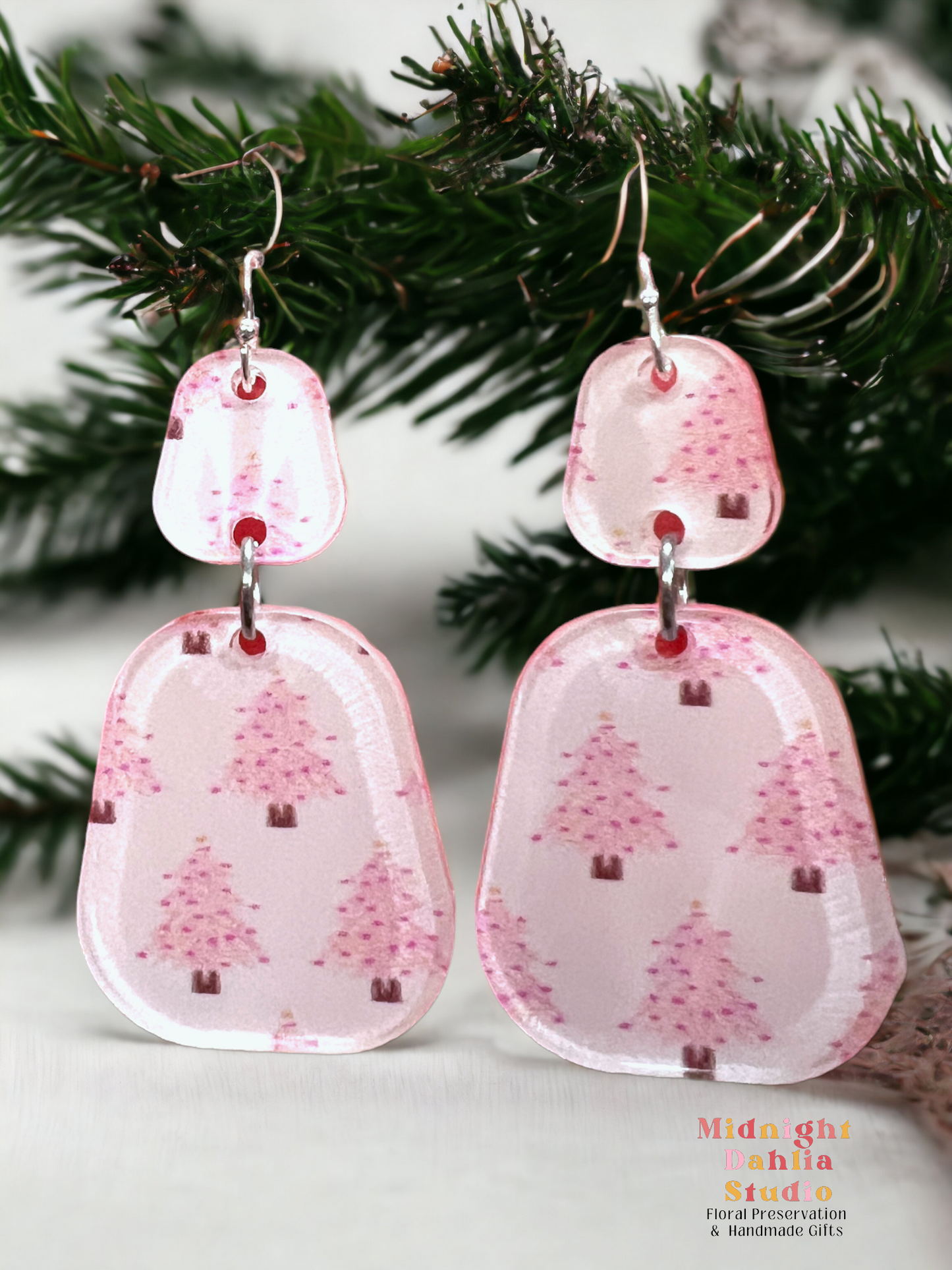 Dreaming Of A Pink Christmas Dangle Earrings