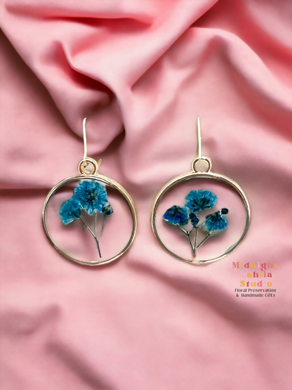 Round Pressed Flower Earrings