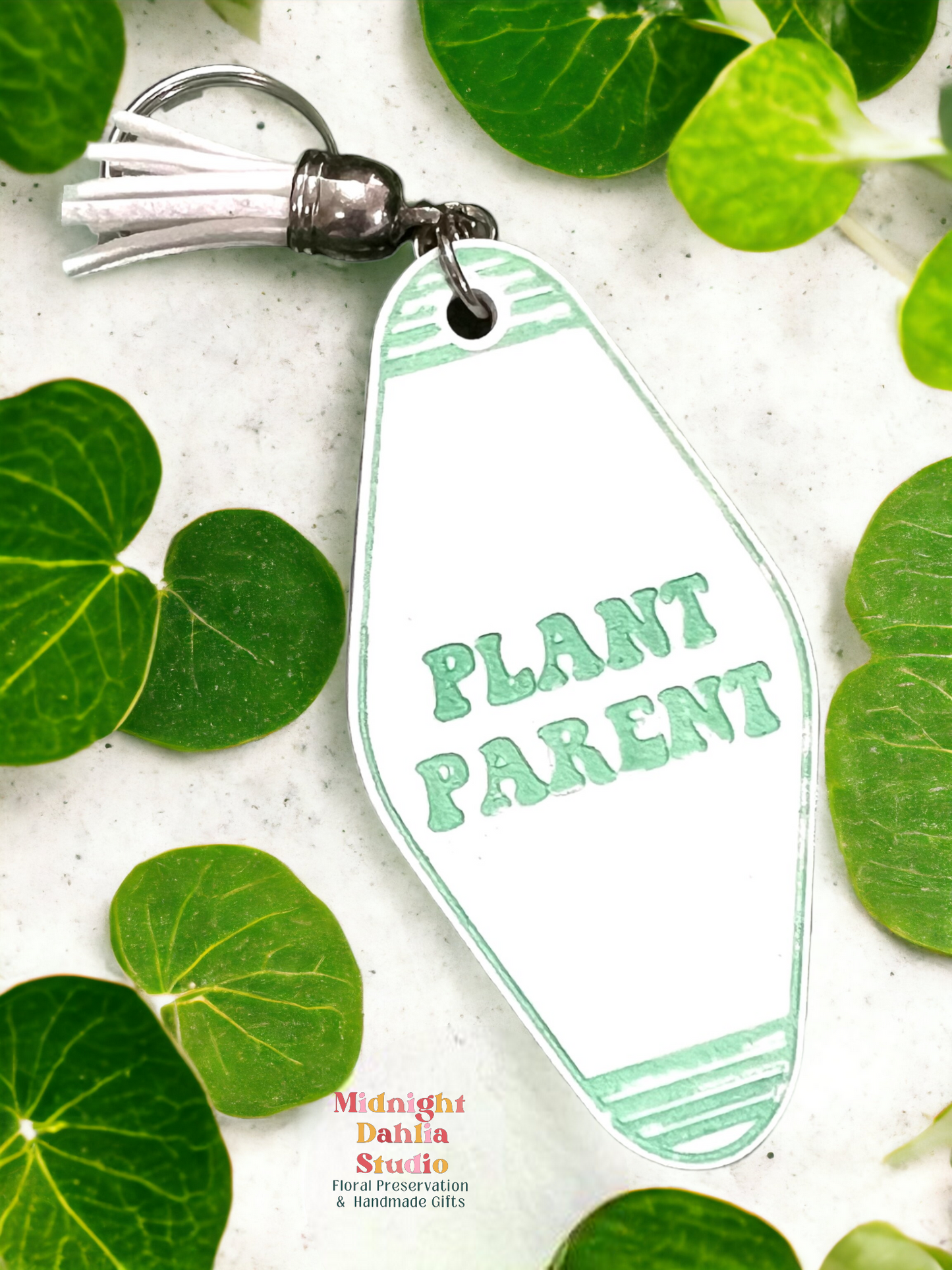 Retro Motel Plant-Themed Keychain