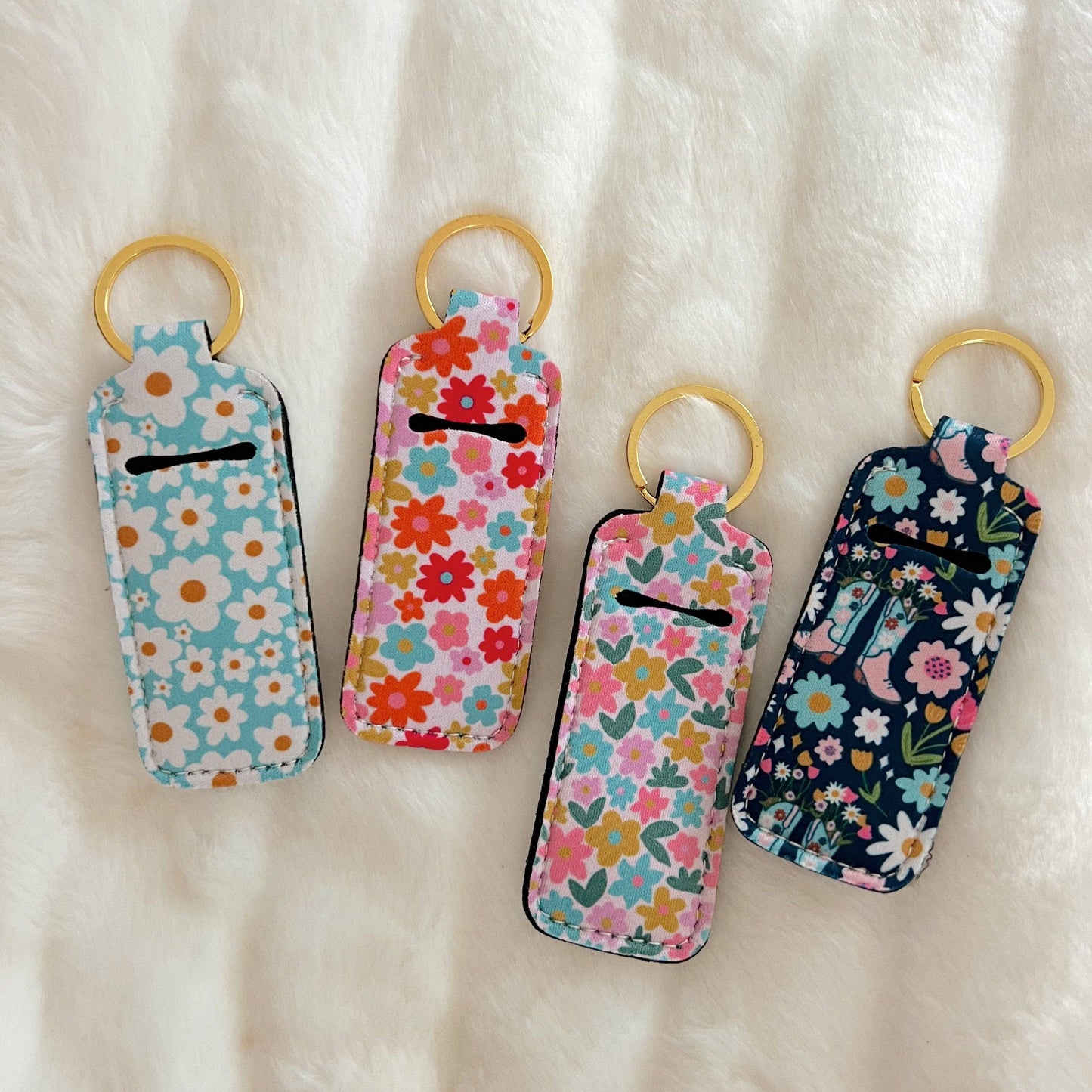 Lip Balm Keychain Holder - Retro Floral