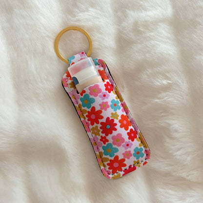 Lip Balm Keychain Holder - Retro Floral