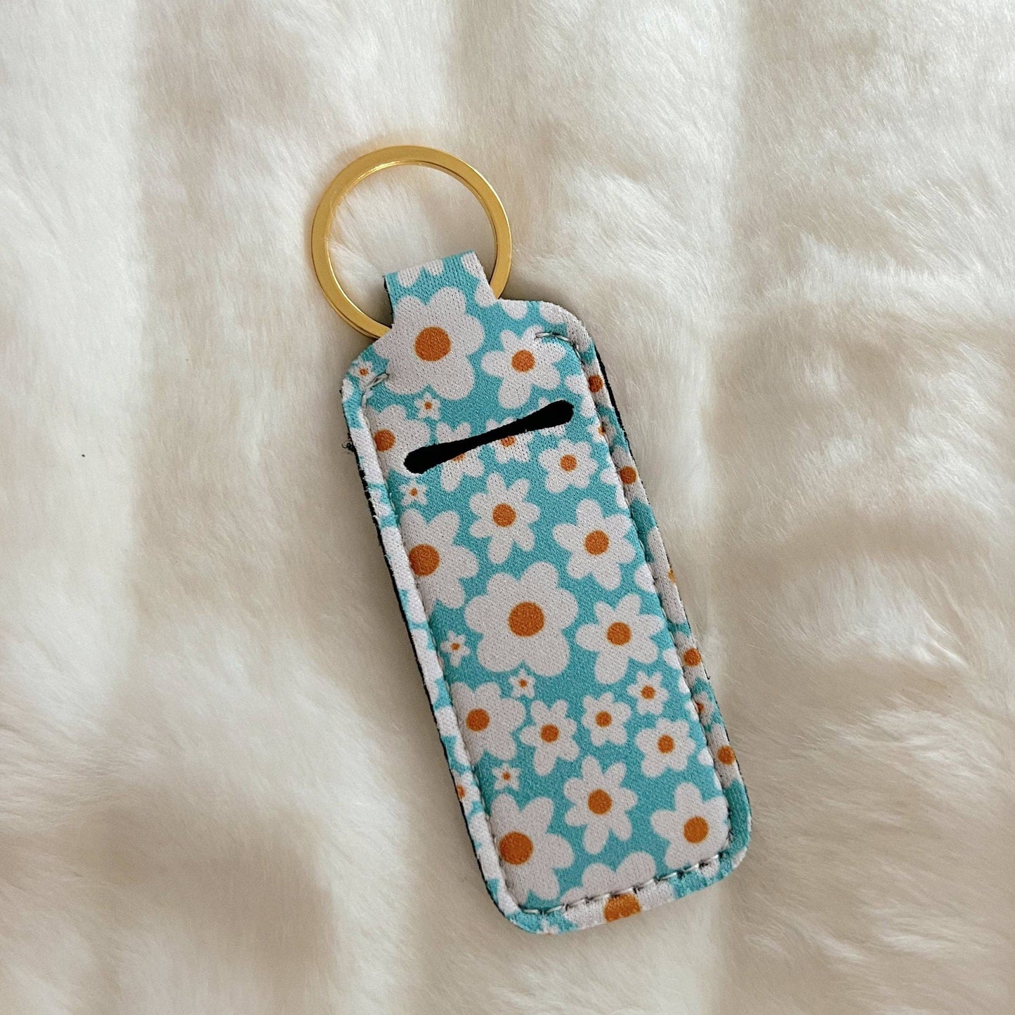 Lip Balm Keychain Holder - Blue Daisy