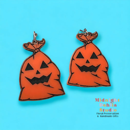 Halloween Leaf Bag Dangle Earrings