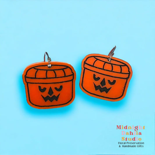 Retro Pumpkin Bucket Dangle Earrings