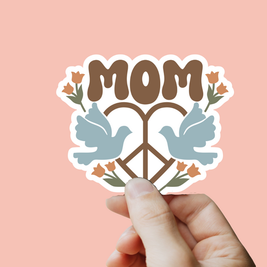 Mom Peace Heart Sticker