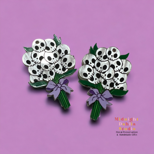 Bouquet Of Skulls Lily Bouquet Dangle Earrings